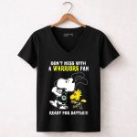 Dont Mess with a Warriors Fan Ready for Battle Snoopy Woodstock 6 Womens V Neck