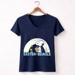 Easter Beagle Snoopy Rainbow Basket 5 Womens V Neck