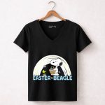 Easter Beagle Snoopy Rainbow Basket 5 Womens V Neck1