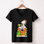 Edmonton Oilers Snoopy Christmas Scene 7 Womens V Neck.jpg