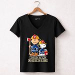 Firefighter Charlie Brown and Snoopy Notre Dame Fighting Irish 7 Womens V Neck.jpg