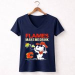 Flames Make Me Drink Snoopy Calgary C 5 Womens V Neck.jpg
