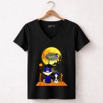 Florida Gators Halloween Moon Alligator Peanuts Charlie Brown and Snoopy 7 Womens V Neck.jpg
