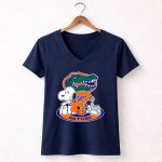 Florida Gators Snoopy Football Helmet Gators 5 Womens V Neck.jpg