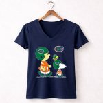 Florida Gators Snoopy and Woodstock Football Helmets 5 Womens V Neck.jpg