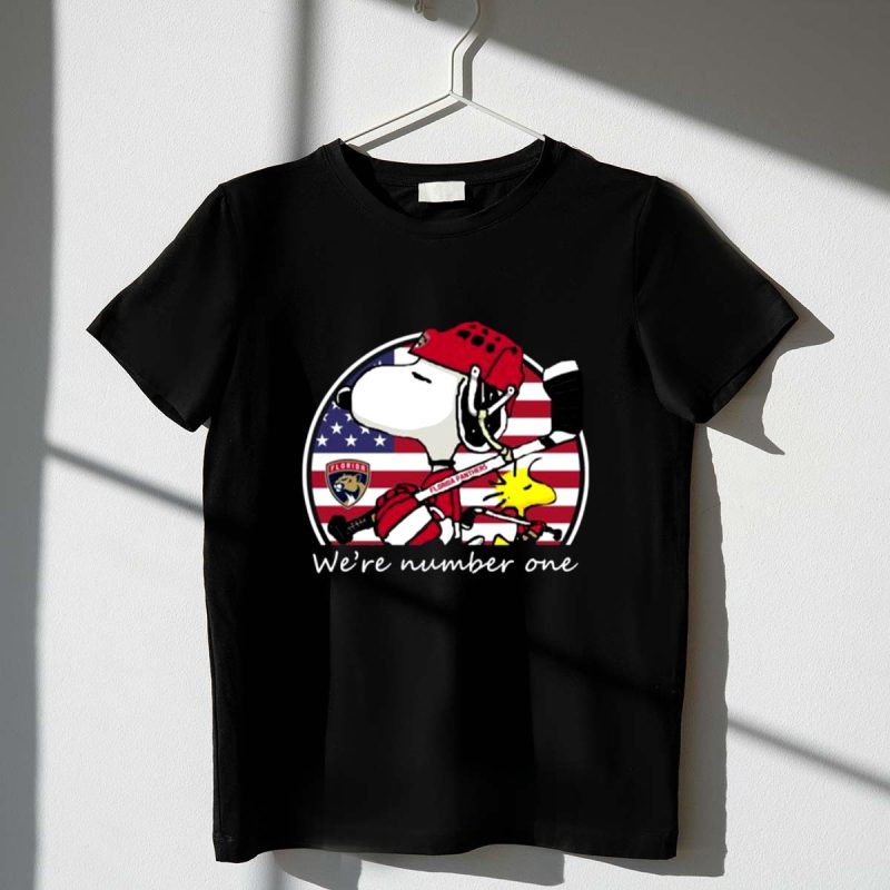 Florida Panthers Hockey Woodstock And Snoopy With Flag American 1 T Shirt.jpg