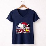 Florida Panthers Hockey Woodstock And Snoopy With Flag American 5 Womens V Neck.jpg