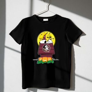 Florida State Seminoles Snoopy Halloween Peanuts Doghouse Pumpkins Moon Woodstock Bats 1 T Shirt.jpg
