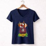Florida State Seminoles Snoopy Halloween Witch And Pumpkins 5 Womens V Neck.jpg