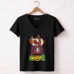 Florida State Seminoles Snoopy Halloween Witch And Pumpkins 7 Womens V Neck.jpg
