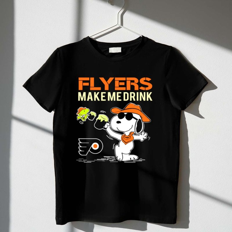 Flyers Make Me Drink Snoopy Philadelphia Fans Peanuts Character With Flyers 1 T Shirt
