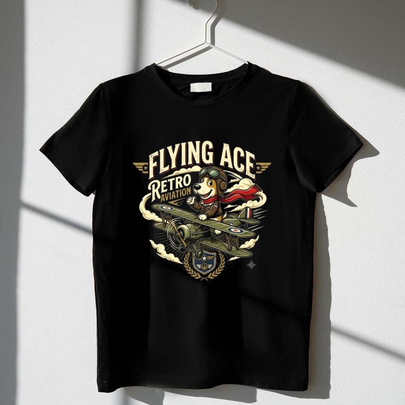 Flying Ace Retro Aviation 1 T Shirt.jpg