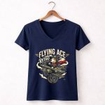Flying Ace Retro Aviation 5 Womens V Neck.jpg
