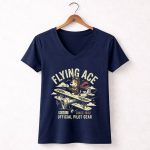 Flying Ace Vintage Beagle Pilot Since 1942 5 Womens V Neck.jpg