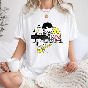 Freddie Mercury Playing Piano With Snoopy Guitar 1 T Shirt.jpg