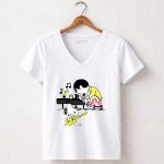 Freddie Mercury Playing Piano With Snoopy Guitar 5 Womens V Neck.jpg