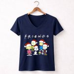 Friends Christmas Snoopy Peanuts Characters Santa Hats 5 Womens V Neck 1.jpg