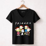 Friends Christmas Snoopy Peanuts Characters Santa Hats 7 Womens V Neck 1.jpg