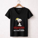 GRANDMA Like a Mom But More Grand Snoopy Sunflower Crown 7 Womens V Neck