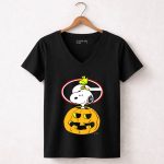 Georgia Bulldogs Football Halloween Snoopy and Woodstock 7 Womens V Neck.jpg