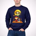 Georgia Bulldogs Halloween Moonlit Dock Scene Charlie Brown and Snoopy Reflections 3 Sweatshirt.jpg