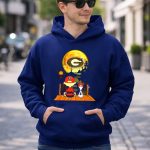 Georgia Bulldogs Halloween Moonlit Dock Scene Charlie Brown and Snoopy Reflections 8 Hoodie.jpg