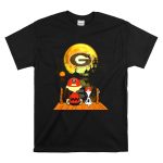 Georgia Bulldogs Halloween Moonlit Dock Scene Charlie Brown and Snoopy Reflections T Shirt 6.jpg