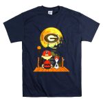Georgia Bulldogs Halloween Moonlit Dock Scene Charlie Brown and Snoopy Reflections T Shirt 7.jpg