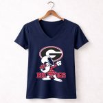Georgia Bulldogs Snoopy Dabbing University of Georgia 5 Womens V Neck.jpg