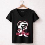 Georgia Bulldogs Snoopy Dabbing University of Georgia 7 Womens V Neck.jpg
