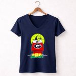 Georgia Bulldogs Snoopy Halloween Moon Pumpkins 5 Womens V Neck.jpg