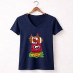 Georgia Bulldogs Snoopy Read Books Halloween Witch Doghouse Football 5 Womens V Neck.jpg