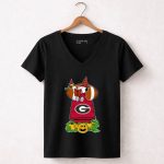 Georgia Bulldogs Snoopy Read Books Halloween Witch Doghouse Football 7 Womens V Neck.jpg