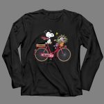 Georgia Bulldogs Snoopy Riding Bike with Flowers 4 Long Sleeves.jpg