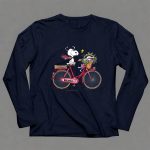 Georgia Bulldogs Snoopy Riding Bike with Flowers 6 Long Sleeves.jpg