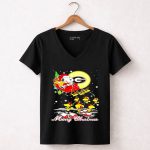 Georgia Bulldogs Snoopy sleigh Merry Christmas 7 Womens V Neck.jpg