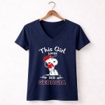 Georgia Bulldogs Snoopy this girl loves her Georgia 5 Womens V Neck.jpg