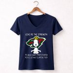 Give Me the Strength Minnesota Wild Snoopy Meditation Humor 5 Womens V Neck 1.jpg