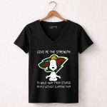 Give Me the Strength Minnesota Wild Snoopy Meditation Humor 7 Womens V Neck 1.jpg