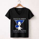 Give Me the Strength St Louis Blues Snoopy Meditation Humor 7 Womens V Neck.jpg