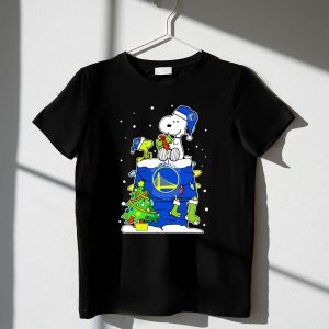 Golden State Warriors Happy Holidays Snoopy And Woodstock Christmas Tree 1 T Shirt