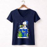 Golden State Warriors Happy Holidays Snoopy And Woodstock Christmas Tree 5 Womens V Neck