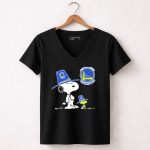 Golden State Warriors Snoopy and Woodstock in Pilgrim Hats 6 Womens V Neck