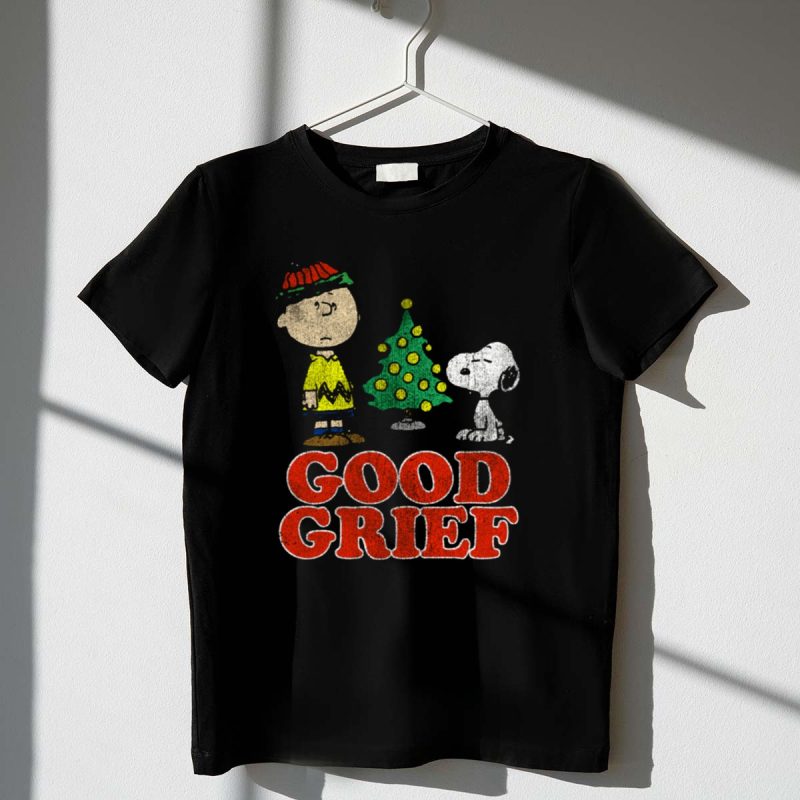 Good Grief Peanuts Holiday Snoopy And Charlie Christmas Tree 1 T Shirt 1.Jpg