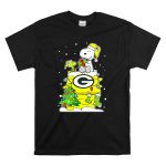 Green Bay Packers Christmas With Snoopy And Woodstock T Shirt 6