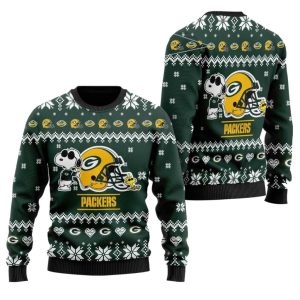 Green Bay Packers Cute The Snoopy Show Football Helmet Ugly Sweater 1.jpg