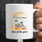 Green Bay Packers Snoopy Autumn Bicycle Wonderful Time Of The Year 3 mug.jpg