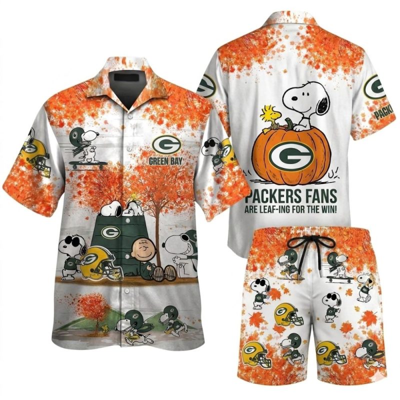 Green Bay Packers Snoopy Autumn Hawaiian Shirt 1.Jpg