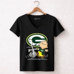 Green Bay Packers Snoopy Charlie Brown Fan Celebration 7 Womens V Neck