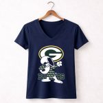 Green Bay Packers Snoopy Dabbing Packers 5 Womens V Neck